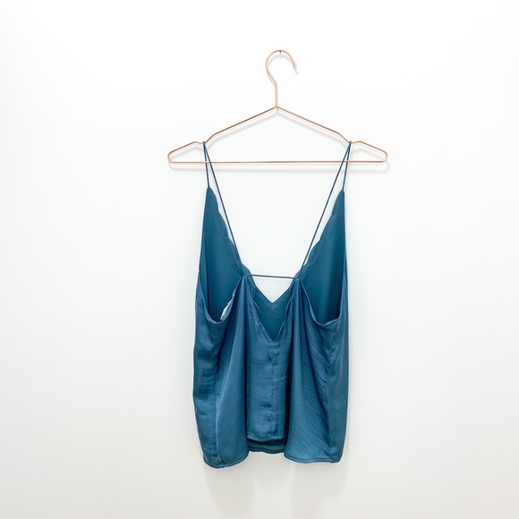 URBAN OUTFITTERS TEAL V-NECK SATIN TOP - Picture 5 of 6